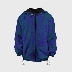 Куртка с капюшоном детская Камуфляж синий с зелеными пятнами, цвет: 3D-черный