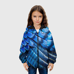 Куртка с капюшоном детская Перья птицы сойка, цвет: 3D-черный — фото 2