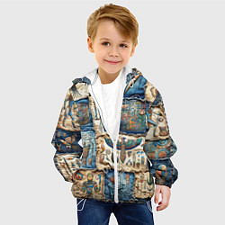 Куртка с капюшоном детская Пэчворк из Египетских мотивов, цвет: 3D-белый — фото 2