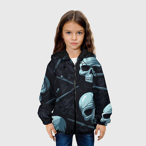Детская куртка Черепа и ножи / 3D-Черный – фото 3