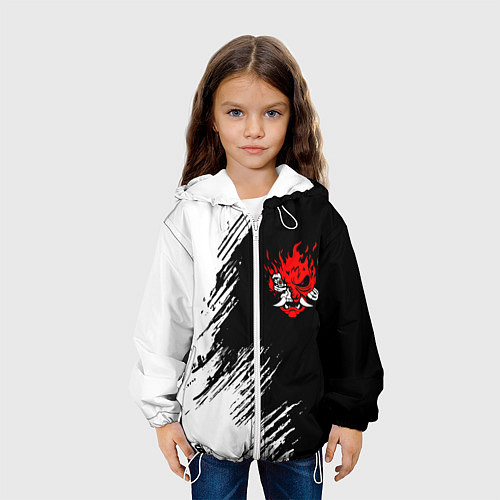Детская куртка Логотип самурая из киберпанка 2077 / 3D-Белый – фото 3