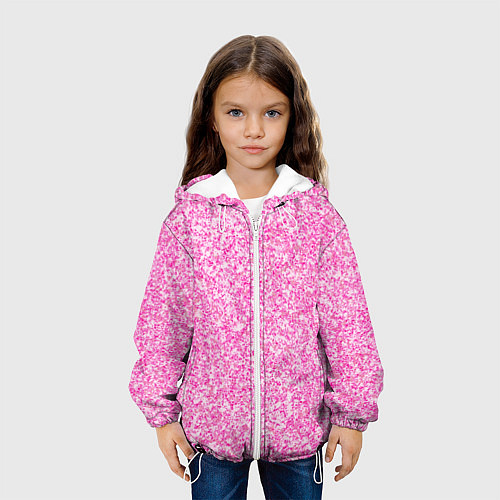 Детская куртка Светло-розовый текстура напыление / 3D-Белый – фото 3
