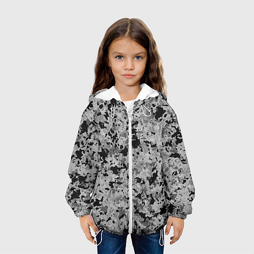 Детская куртка Чёрно-серый абстракция пятна / 3D-Белый – фото 3