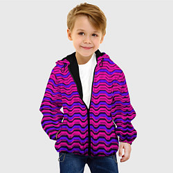 Куртка с капюшоном детская Розовые линии и чёрные полосы, цвет: 3D-черный — фото 2