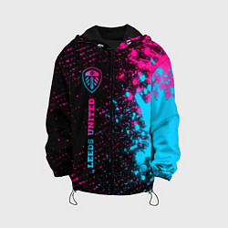 Куртка с капюшоном детская Leeds United - neon gradient по-вертикали, цвет: 3D-черный