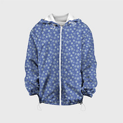 Куртка с капюшоном детская Светло-синий цветочный, цвет: 3D-белый
