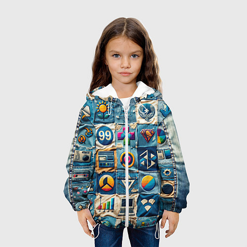 Детская куртка Пэчворк деним из девяностых / 3D-Белый – фото 3