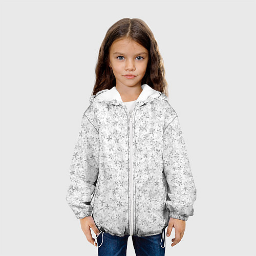 Детская куртка Серо-белый цветочный паттерн / 3D-Белый – фото 3