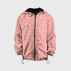 Куртка с капюшоном детская Цветочный паттерн персиково-розовый, цвет: 3D-черный