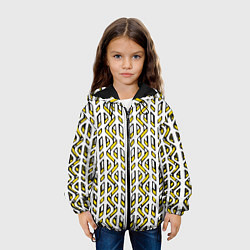 Куртка с капюшоном детская Жёлто-белый паттерн конструкция, цвет: 3D-черный — фото 2