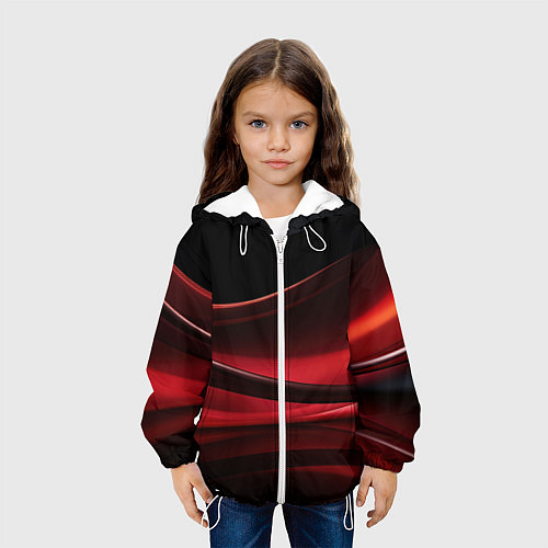 Детская куртка Темная красная абстракция на черном фоне / 3D-Белый – фото 3