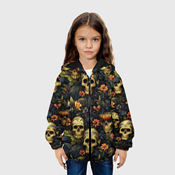 Куртка с капюшоном детская Осень и черепа, цвет: 3D-черный — фото 2