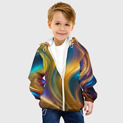 Куртка с капюшоном детская Жидкий разноцветный металл, цвет: 3D-белый — фото 2