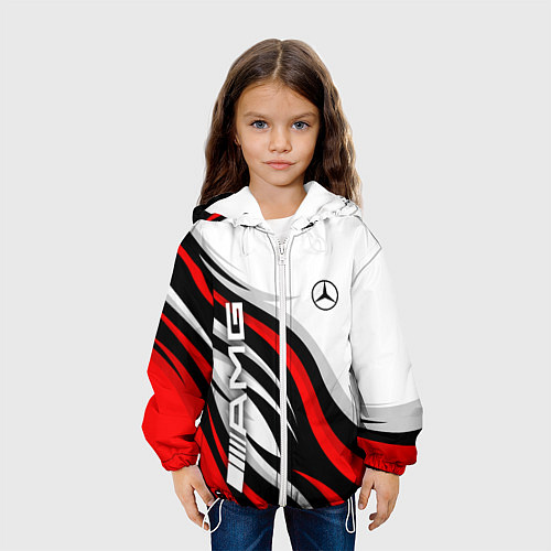 Детская куртка Mercedes benz AMG - белый с красным / 3D-Белый – фото 3