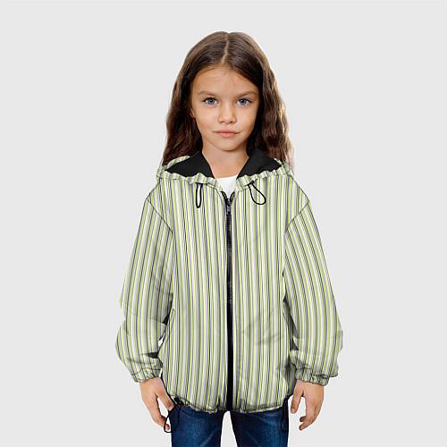 Детская куртка Светлый серо-зелёный полосатый / 3D-Черный – фото 3