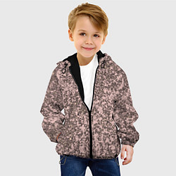 Куртка с капюшоном детская Светло-розовый текстура камень, цвет: 3D-черный — фото 2