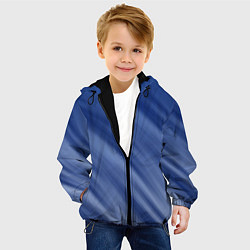 Куртка с капюшоном детская Белые полосы на синем фоне, цвет: 3D-черный — фото 2