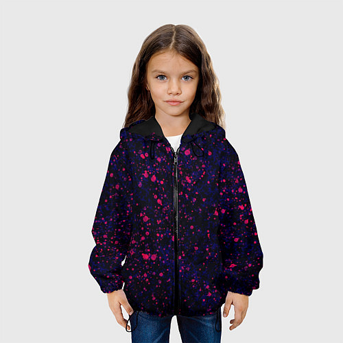 Детская куртка Абстракция чёрно-синий с розовыми кляксами / 3D-Черный – фото 3