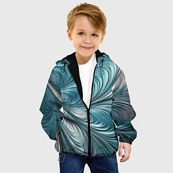 Куртка с капюшоном детская Металлические завитки узоры, цвет: 3D-черный — фото 2