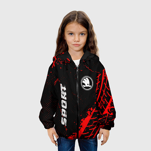 Детская куртка Skoda red sport tires / 3D-Черный – фото 3