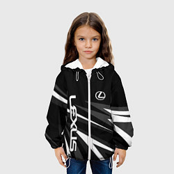 Куртка с капюшоном детская Лексус - монохромная абстракция, цвет: 3D-белый — фото 2