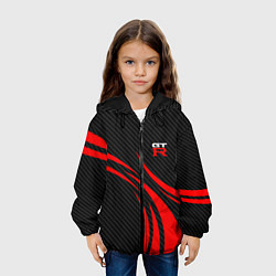 Куртка с капюшоном детская GTR Nissan - Carbon and red, цвет: 3D-черный — фото 2