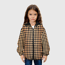 Куртка с капюшоном детская Паттерн черных и коричневых квадратов, цвет: 3D-черный — фото 2