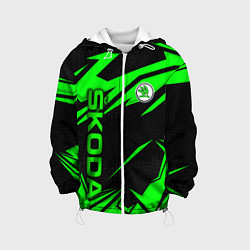 Куртка с капюшоном детская Skoda - green uniform, цвет: 3D-белый
