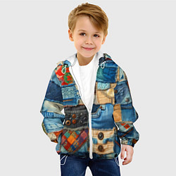 Куртка с капюшоном детская Vanguard denim patchwork - ai art, цвет: 3D-белый — фото 2