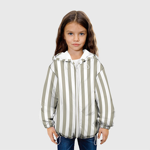 Детская куртка Бежевый в широкую полоску / 3D-Белый – фото 3