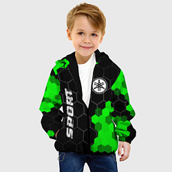 Куртка с капюшоном детская Yamaha green sport hexagon, цвет: 3D-черный — фото 2