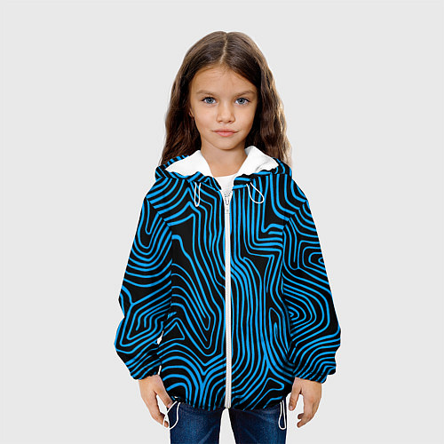 Детская куртка Синие линии узор / 3D-Белый – фото 3