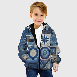 Куртка с капюшоном детская Denim patchwork - ai art, цвет: 3D-черный — фото 2