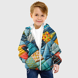 Куртка с капюшоном детская Лоскутное одеяло - пэчворк, цвет: 3D-белый — фото 2
