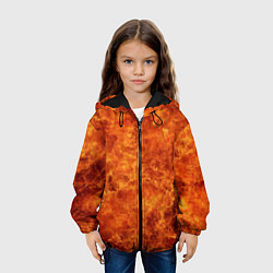 Куртка с капюшоном детская Пламя 8бит текстура, цвет: 3D-черный — фото 2