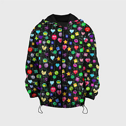 Куртка с капюшоном детская В смайликах, цвет: 3D-черный