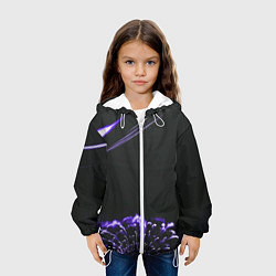 Куртка с капюшоном детская Неоновый фиолетовый цветок в темноте, цвет: 3D-белый — фото 2