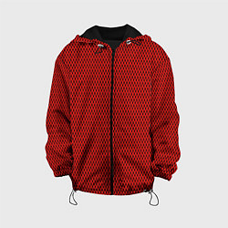 Куртка с капюшоном детская Красно-чёрный имитация сетки, цвет: 3D-черный
