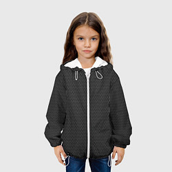 Куртка с капюшоном детская Тёмно-серый паттерн сетка, цвет: 3D-белый — фото 2
