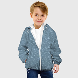 Куртка с капюшоном детская Серо-голубой цветочный однотонный узор, цвет: 3D-белый — фото 2