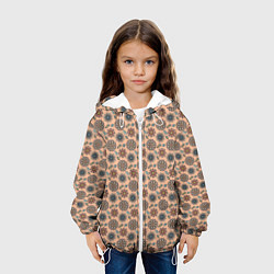 Куртка с капюшоном детская Цветочный узор в стиле бохо, цвет: 3D-белый — фото 2
