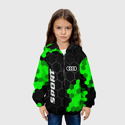 Куртка с капюшоном детская Audi green sport hexagon, цвет: 3D-черный — фото 2