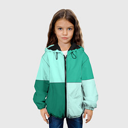 Куртка с капюшоном детская Геометричный зелёный и мятный, цвет: 3D-черный — фото 2