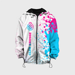 Куртка с капюшоном детская Club Brugge neon gradient style по-вертикали, цвет: 3D-черный