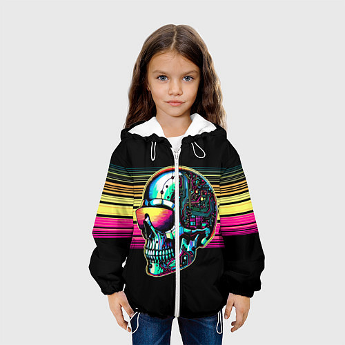 Детская куртка Cyber skull - ai art fantasy / 3D-Белый – фото 3
