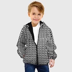 Куртка с капюшоном детская Чёрно-белые волнистые линии, цвет: 3D-черный — фото 2