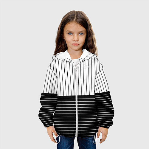 Детская куртка Полосатый чёрно-белый / 3D-Белый – фото 3