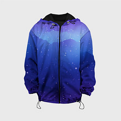 Куртка с капюшоном детская Синий космос и звезды, цвет: 3D-черный
