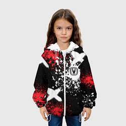 Куртка с капюшоном детская Логотип Чанган на фоне брызг красок, цвет: 3D-белый — фото 2