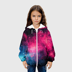Куртка с капюшоном детская Абстрактный космос фантастика, цвет: 3D-белый — фото 2